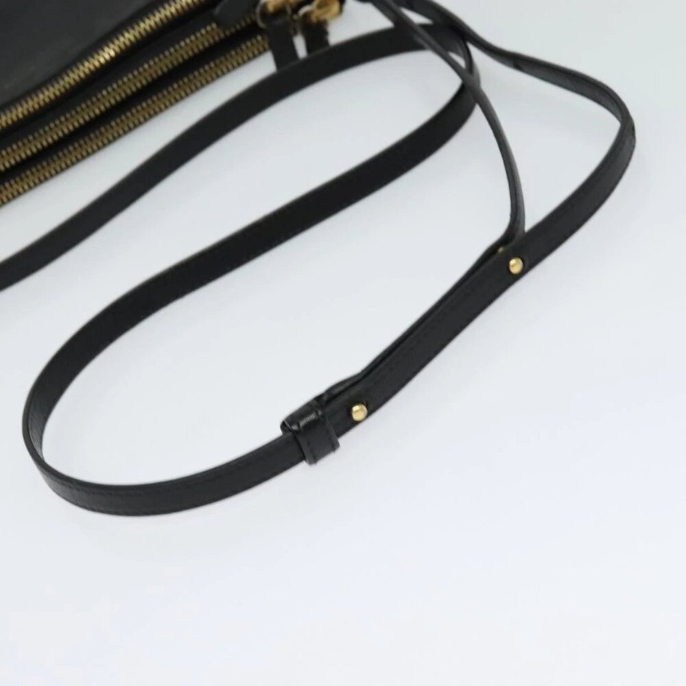 CELINE Trio bag Shoulder Bag Leather Black Gold Auth - Picture 9 of 16
